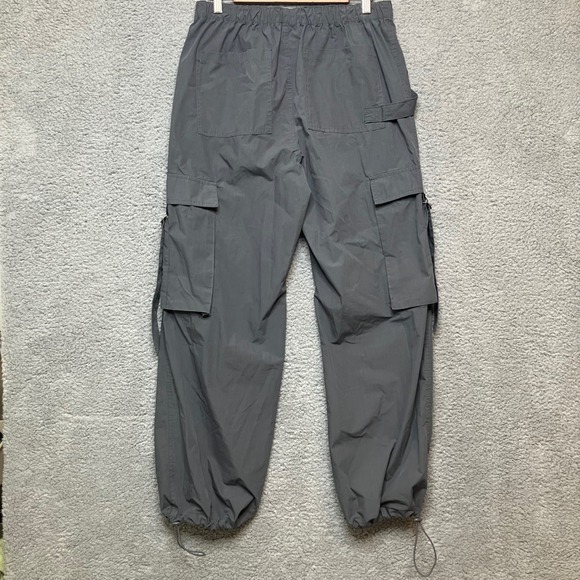 Faded Rose Cargo Pants Women L Baggy Wide Leg Gray Y2K 90s Skater Utility Pocket - Picture 4 of 14